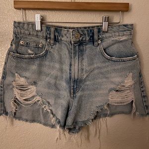 Zara Blue Jean shorts, size 6, style shredded,